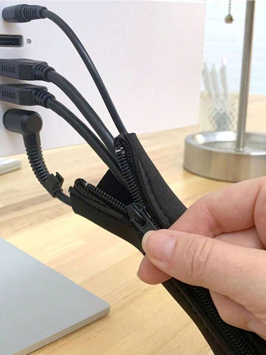 Bộ 1/2/4 chiếc hộp đựng dây cáp màu đen, ống quản lý dây cáp, hộp che giấu dây cáp văn phòng, hộp đựng dây cáp TV/máy tính/tủ lạnh, hộp bảo vệ dây cáp, hệ thống giấu dây cáp. - Phiên bản có khóa kéo - Xem 1