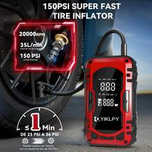 Arrancador de Batería con Compresor de Aire 3000A 12V,Arrancador de Auto,Inflador de Neumáticos Digital,Motores de Gasolina de hasta 9L y diésel de 6.5L,Pantalla LCD Visible de 3 Pulgadas - Tipo de Enchufe A USA (110-127V) - Ver 4