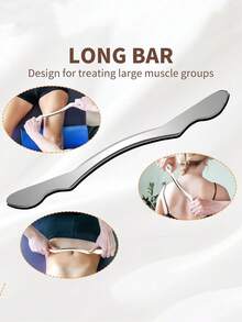 1件/2件装不锈钢刮痧工具套装，身体按摩刮痧板，全身肌肉刮痧按摩器，皮肤按摩放松器，男女通用 - 銀色 - 查看 9
