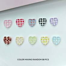 20/40/50 PCS, 1.2cm/1.25cm Round/Heart Grid Print 4-Hole Buttons, Suitable For Clothing Accessories, Dresses, Jackets, Shirts, Sweaters DIY, Dolls, Phone Cases Decoration - Checkered Print - View 28