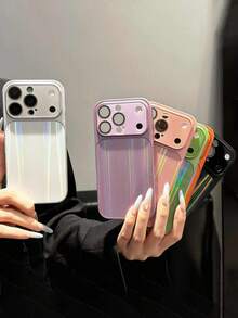 1pc Stylish Laser Aurora CD Texture Phone Case Compatible With IPhone 17 Pro Max 17 Pro 17 16 Pro Max 16 Pro 15 Pro Max 15 Pro 14 Pro Max 14 Pro 14 13 Lens Protection Shockproof Back Cover - White - View 4