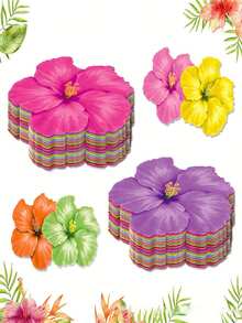 20 piezas de servilletas de papel con estampado de flores de hibisco, adecuadas para celebraciones de primavera, aniversarios y fiestas nupciales - A - Ver 1