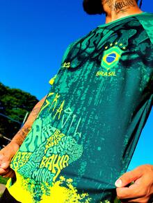 Brazil World Cup Personalized Dryfit Men's Football Jersey With Exclusive Retro Urban Prints - MOD 9 - 查看 2