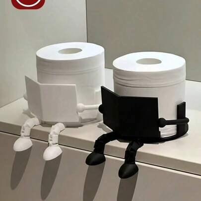Soporte para rollo de papel higiénico con diseño de figura humanoide en posición sentada, hecho de plástico ABS, para almacenamiento de papel higiénico/decoración del hogar/organización de escritorio para familias/adultos/adolescentes, para baño/dormitorio/sala de estar, para Halloween/Acción de Gracias/Navidad, regalos para amigos/familia/anfitriones, estilo minimalista Ins (Soporte para rollo de papel higiénico/Organizador de baño/Decoración del hogar divertida/Regalos de broma/Regalos únicos/Accesorios de baño/Organizador de escritorio)