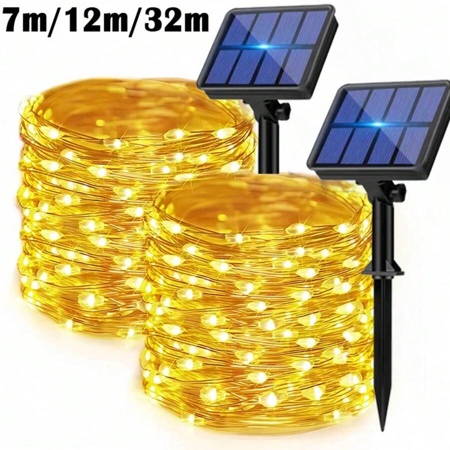 50-300pcs Solar Powered LED Fairy Lights, 8 Modes, Waterproof Copper Wire Lights For Outdoor Garden, Tree, Patio Decor - Warm 1PC - View 1