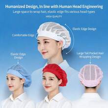 3Pcs Unisex Breathable Mesh Chef Hats, Adjustable Elastic Reusable Washable Bouffant Hair Nets, Lightweight Comfortable Food Service Hair Covers, Professional Kitchen Headwear For Home Cooking, Baking, Catering & Commercial Restaurant Use, Must-Have Kitchen Accessory For Chefs & Food Service Staff - Whole Net Breathable Dustproof Cap - View 2