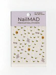 1 Sheet 5D Ladybug & Bee Nail Stickers, Red Ribbon Bow Floral Nail Art Decals, Spring Flower Country Style DIY Nail Decorations - Multicolor - View 7