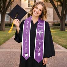 1PC 6.45" X 71.7" Personalized Dental Hygiene , RDH Graduation Dental Hygienist Grad Sash Class Of 2026, Dental Hygienist Graduation Gift For Her, Graduation Party Supplies, Graduation Gift - 白色 - 查看 1