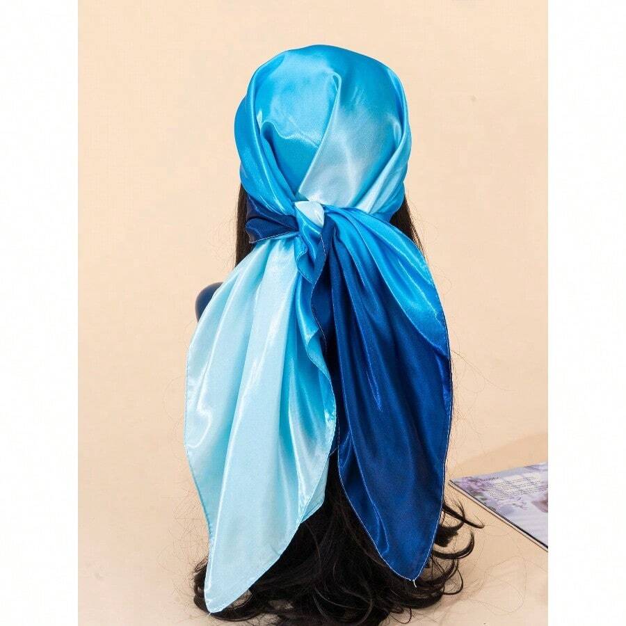 1pc New Bandana Printed 90cm Silk-Like Square Scarf/Headband, Suitable For Women Everyday Use, All Season For Dress - 多色-1 - 查看 1