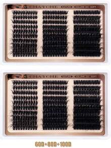 160D+200D+300D/100D+120D+160D/60D+80D+100D 300片/240片/170片 俄罗斯3D卷翘浓密假睫毛套装,10-18mm DIY单根假睫毛,多种款式自然妆效可重复使用簇状假睫毛,轻盈柔软 DIY睫毛簇,假睫毛 - D - 查看 5