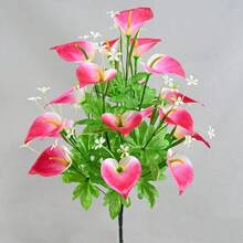 18 piezas Ramo de lirios de cala artificiales, flores falsas de tacto real, arreglo floral de plástico sin mantenimiento, adecuado para decoración de bodas, fiestas, hogar, jardín exterior, jarrón no incluido - Multicolor - Ver 5