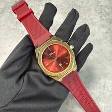 经典休闲石英男士八角形石英表 - 紅色 - 查看 6