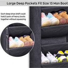 Over The Door Shoe Organizer For Closet With Large Deep Pockets, Narrow Shoe Rack For Door Hanging Boots Storage, Black, Black Over The Door 8 Large Pocket Hanging Shoe Organizer Rack For Wall, Dorm And Narrow Door Shoe Storage - Black - View 3