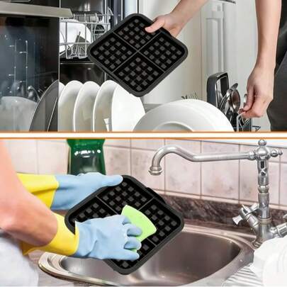 1 pieza/2 piezas Molde cuadrado para gofres - Se adapta a la mayoría de las freidoras de aire de 4-7L Bandeja de hornear antiadherente | Molde reutilizable para gofres belgas, panqueques y huevos | Apto para lavavajillas