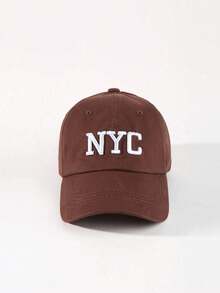 1pc Adjustable Outdoor Embroidered Letter Baseball Cap, Suitable For Spring And Autumn - Brown - View 4