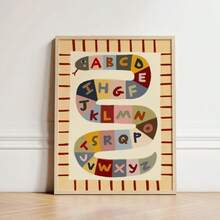 1PCS 2D Print, 2D Print, 1 Piece Wall Decoration, Available In Multiple Sizes With Inner Frame/Frameless Options, Vintage Poster, Letter Snake Design, Vibrant ABC Print, Suitable For Game Rooms Or Bedrooms, Ideal For Animal-Themed Study Decor, Perfect For Home Decoration And As A Housewarming Gift, Cute Animals, Perfect For Space Decoration - A - 查看 3