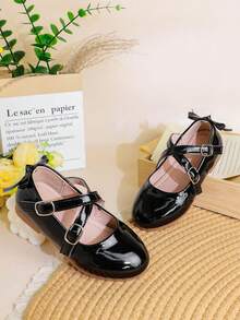 1 Pair Minimalist Fashion British Style Solid Color Elegant Flat Shoes For Girls, Suitable For Daily Wear, Spring/Summer - Black - View 7