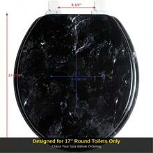 1pc Black Marble Pattern Toilet Seat, Fashion Design Universal Toilet Lid Cover For Bathroom - A - View 2