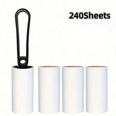 1pc Pet Hair Remover Roller With 4 Refills - 240 Sheets, Sticky Lint & Debris Cleaning Tool For Clothes & Furniture, Non-Waterproof, Fragrance-Free, Body Use
