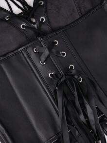 Áo croptop bó sát hở lưng kiểu Punk Y2K của Yuwenier, áo da PU hở lưng, áo casual màu đen mùa hè, thích hợp cho các buổi hòa nhạc. - màu đen - Xem 9