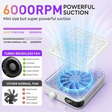 DianaBeauty Mini Brushless Turbo Nail Dust Collector With HD Display, Adjustable Speed, Portable Rechargeable Vacuum Suction, Low Noise For Manicure - White - View 3