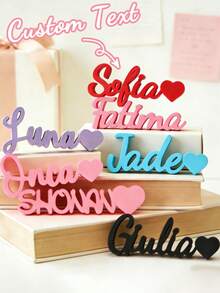 Custom 3D Printed Personalized Text Decorations With Hearts, Aesthetically Bedroom Desktop Bookshelf Decorations, Custom Branded Home Decor, Romantic Gifts For Couples, Valentine's Day, Anniversary, Birthday, Wedding Gifts, Branded Children's Room Gifts, Father's Day And Mother's Day Gifts - Multicolor - View 2