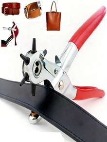 1pc Heavy Duty Rotating Leather Hole Puncher With Ergonomic Handle And Multi-Size Punching Kit - Manual Lever Mechanism Belt Puncher 4pcs Set For Precise Round/Rectangular/Square/Star/Heart/Clover Holes - Suitable For Belts, Watch Straps, Leather Crafts, DIY Sewing Projects - Durable Construction, No Battery Required - Multicolor - View 6