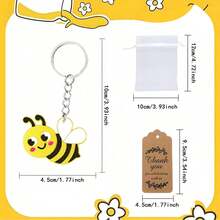 15/30 pièces Faveurs de fête thème abeille avec couronne, mignon, pot de miel, nid d'abeille et porte-clés tournesol, 10 pièces étiquettes et 10 pièces sacs cadeaux, cadeaux pour anniversaire, fête des mères, remise des diplômes, faveurs de mariage, pendaison de crémaillère, fournitures pour baby shower et shower de mariage - Thème des abeilles - Voir 12