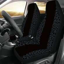 1 Set Black Leopard Print Patchwork Car Seat Cover, Automotive Interior Decor Cushion Pad, Suitable For SUV & Sedan, All Season, Washable - Multicolor - View 6