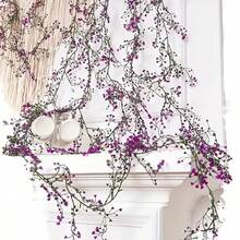 1/3 piezas, Enredadera artificial de ratán, plantas colgantes artificiales, follaje decorativo falso, enredaderas retorcidas, adecuado para decoraciones de boda, centros de mesa, accesorios fotográficos, decoración exterior, decoración de habitaciones, decoración del hogar, decoración navideña - Rosa Fucsia - Ver 3