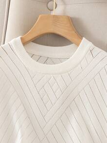 GIGOGOU 1XL-4XL Women Plus Size Fashion Spring/Summer Knit T-Shirt Basic Casual Short Sleeve Top White - White - View 5