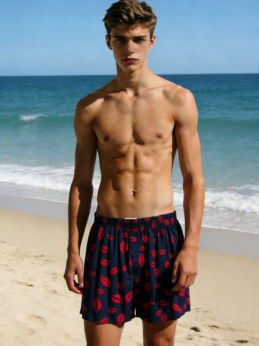 1pc Men's Multicolor Cotton Plaid Print Fashionable Comfortable Boxer Briefs - Multicolor - View 1