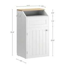 Trash Cabinet Freestanding Trash Can Cabinet Wooden Recycling with Flip Door 10 Gallon Hidden Kitchen Garbage Can for Kitchen Living Room White WB01WT - Blanco - Ver 3