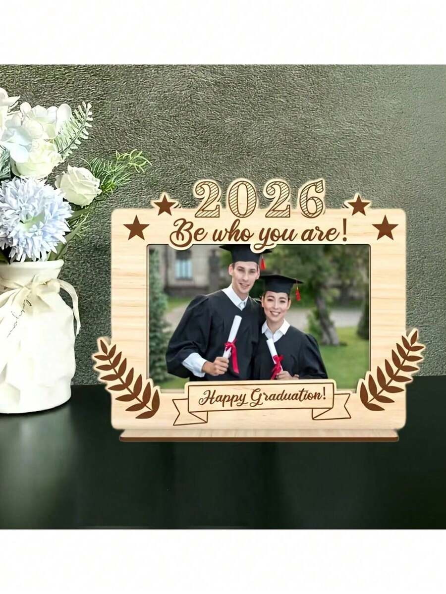 2026 Graduation Season Photo Frame, Wooden Graduation Photo Frame, Graduation Gift, Decorative Photo Frame And Clip, Graduation Party Decor - Multiple Styles - View 1