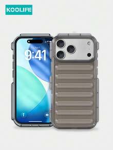 Koolife 1 st. enfärgat 3D-kapseltelefonskal, mjukt TPU, kreativ design, stötsäkert krockkuddefodral, kompatibelt med Apple 17/17Pro/17ProMax - Grå - Visa 1