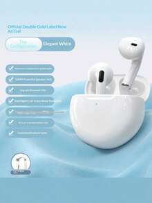 Auriculares inalámbricos, auriculares Bluetooth verdaderamente inalámbricos - compatibles con Apple y Android, con micrófono incorporado, a prueba de sudor, color blanco - Ver 7