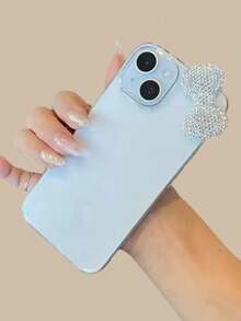 适用于 17/17Air/17Pro/17ProMax/16/16Pro/16Plus/16ProMax 16 15 14 13 12 11 Pro Max 16 Plus 的可爱 3D 全钻蝴蝶结闪亮粉色手机壳，美观防震软壳 - 白色 - 查看 1