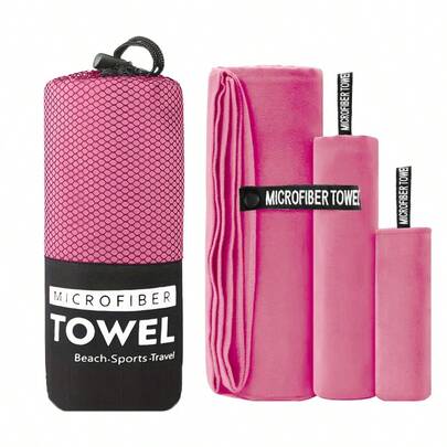 Ultra-Fine Fiber Rose Red Quick-Dry Sports Towel, Soft & Comfortable Anti-Sand Camping Towel, Travel Towel, Delicate Edging, Easy-Hang Beach Towel, Suitable For Outdoor Camping, Sports, Running, Swimming, Hiking