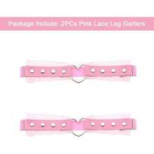 2Pcs Adjustable Lace Heart-Shaped Thigh Garter, Elastic Leg Garters Women - 粉色 - 查看 4