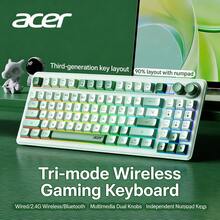 Acer 三模式无线蓝牙/有线可充电机械键盘，双色，静音，RGB背光，兼容笔记本电脑和台式机，OKR234（90键），水绿色 - 查看 6
