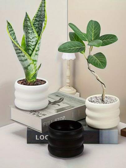 1pc Solid Color Cream Style Planter, Fashionable Desktop Decor Flower Pot, Succulent Plant Vase Container, Indoor Decoration Accessory Plastic Flowerpot, Suitable For Home, Patio, Outdoor Garden Planting, Hydroponics And Soil Cultivation Of Flowers And Greenery