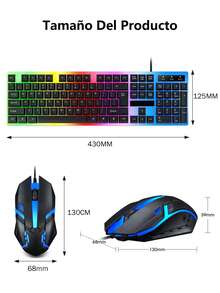 Conjunto de teclado y mouse para juegos  Teclado mecánico táctil Mouse 1000DPI ajustable Sincronización de luz de fondo colorida general Plug and play Primera opción para principiantes en deportes electrónicos - Ver 11