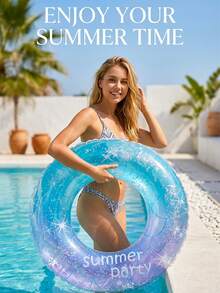 Flotador inflable para piscina, aro inflable para nadar, aro inflable para nadar con patrón de cielo estrellado, patrón de cielo estrellado de ensueño, aro inflable de PVC para nadar, flotador inflable para brazos unisex, adecuado para deportes acuáticos de verano y fiestas en la piscina, fiestas en la playa, piscinas, playas, ocio de vacaciones de verano en la piscina - Múltiples estilos - Ver 1