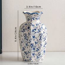 1 Stück chinesische Blau-Weiß Porzellanvase, vintage Eingangsbereich Dekoration, hochwertige keramische Blumenvase für Zuhause, Lobby, Hotel, Restaurant, Blumenarrangements, Hydrokultur, Dessertladen - Mehrfarbig - Übersicht 22