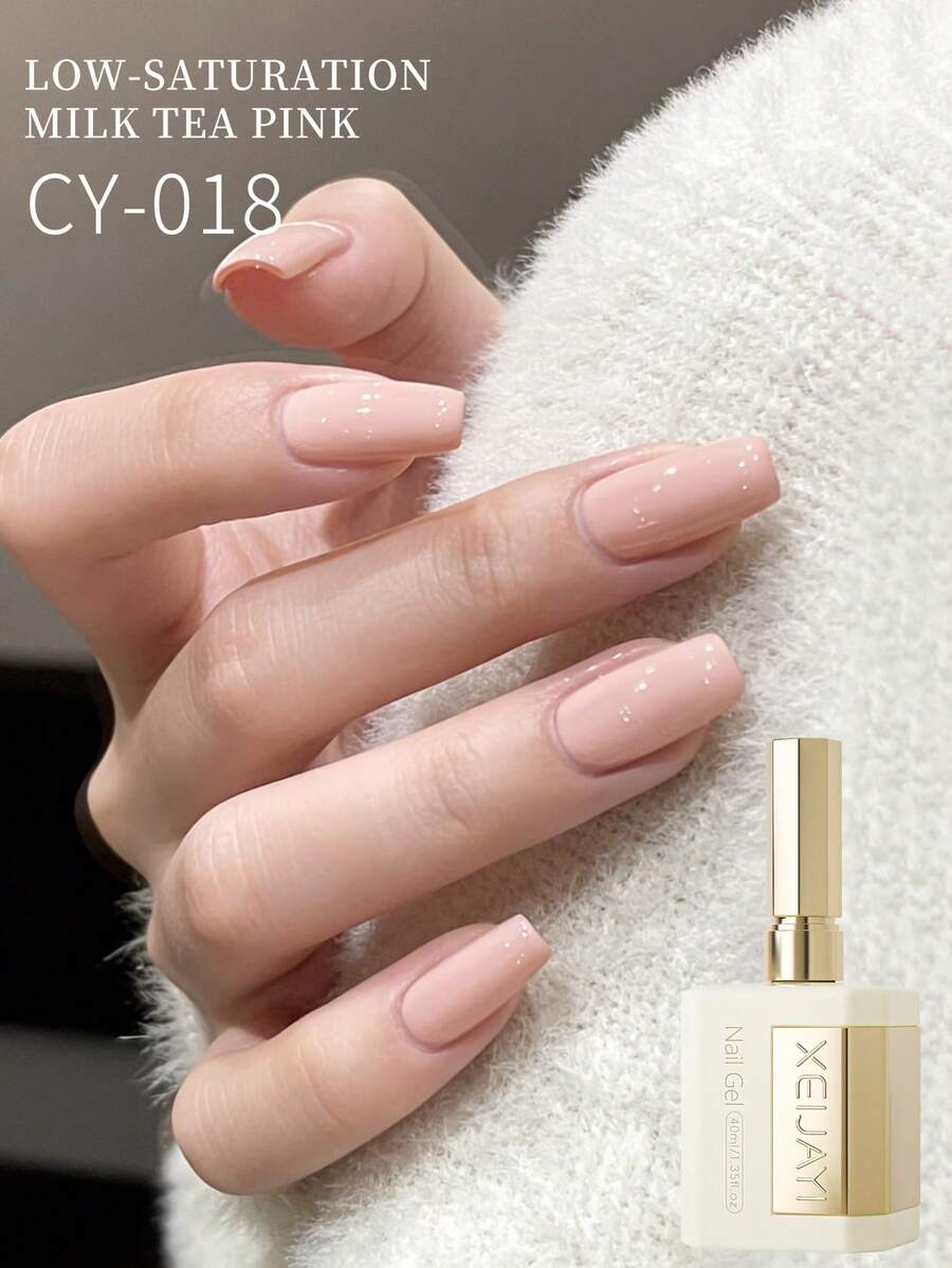 1 Chai 40ml Sơn móng tay gel màu hồng trà sữa, bán vĩnh cửu, gel móng tay lâu trôi, sơn móng tay UV LED có thể tẩy, dụng cụ tự làm móng nghệ thuật.