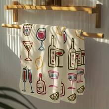 2D Flat Pattern Kitchen Towel,Designed With A Painting Of Wine And Glasses On A White Background. Made From Ultra-Fine Fibers, These Towels Are Absorbent, Quick-Drying, And Machine Washable.1/2/4/6/8 Pcs,,Various Holiday,Valentine's Day ,Easter, Mother's Day,Father's Day,Halloween, Thanksgiving ,Christmas,Birthday's Perfect,Gifts. - 混色 - 查看 9