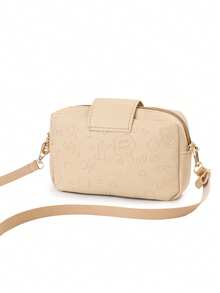 Borsa a tracolla elegante con pendente a corona goffrata e nappe - Cachi - Visualizzare 6