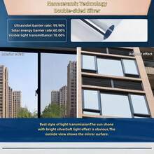 One-Way Perspective Window Film For Home Use, Insulating Glass Film That Blocks 99% Of Ultraviolet Rays, Used For Windows, Balconies, Privacy Protection, Mirror Reflective Glass Stickers - 1PC - View 15