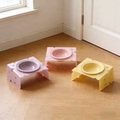 1个陶瓷宠物碗，带亚克力增高支架，底座稳固，防溢漏，高温烧制陶瓷，易于清洁，防碰撞