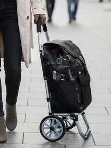 Chariot de courses roulant d'une capacité de 60 l, imperméable, résistant à l'usure, de haute qualité, avec des roues souples, en tissu oxford premium, 1,8 kg, disponible en plusieurs couleurs, 91 x 24 x 32cm - Paris noir - Voir 2